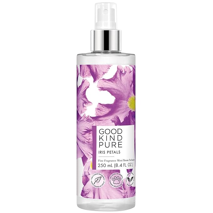 Good Kind Pure Iris Petals Body Mist Spray - Woody, Floral Fragrance - A blend of Nectarine Blossom & Soft Amber Woods - Clean, Vegan, & Long-Lasting Formula - 8.4 Fl Oz