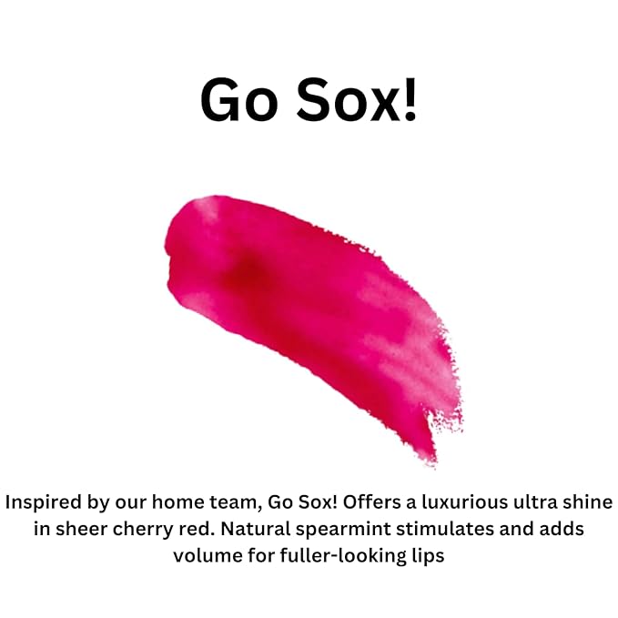 Go Sox! Lip Gloss (.25oz) Vegan, Gluten-Free, Cruelty-Free Formula With Aloe, Vitamins C & E, Spearmint Extract and a Sheer Shine Finish for Soft, Fuller-Looking, Hydrated Lips