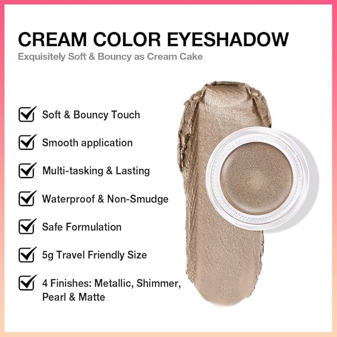 FeiCuiYun Cream Glitter Caramel Shimmer Metallic Eyeshadow Palette Makeup, Natural Single Mini Instant Holographic Eyeshadow For Women, Sombras Crema Para Ojos, Talc, Paraben & Cruelty Free, 710