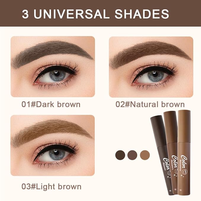 BINGBRUSH 2Pcs-Eyebrow Mascara Tinted Thickening,Brown Mascara Fast Sculpt,Waterproof, Transfer-proof, Brush to Fill in Eyebrows and Cover Gray Hairs - Cruelty Free (02# Natural Brown)