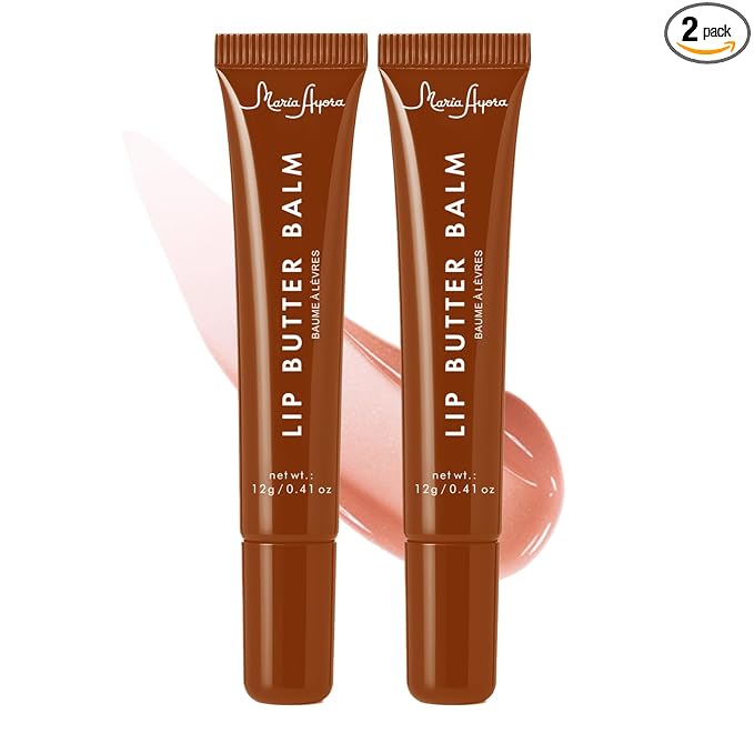 Deep Hydrating Lip Butter Balm - Hydrating Lip Treatment with Glossy Finish, Shea Butter, Vitamin E, Peptides & Hyaluronic Acid - Vegan, Non-Sticky, Lip Care - 2 Pack (Vanilla Beige-Unscented)