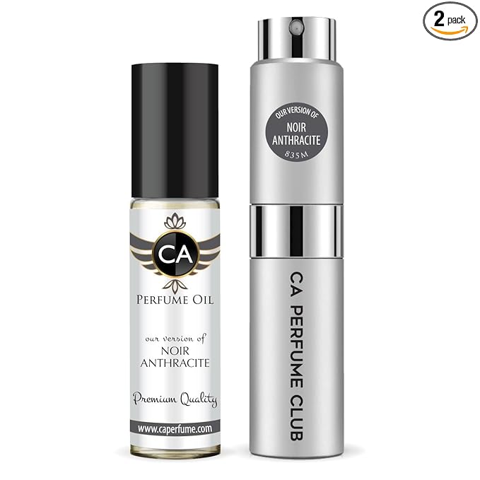 CA Perfume Duo Impression of Noir Anthraci̇te For Men Perfume Layering Set Mens Cologne Long Lasting Travel Size EDP + Body Oil Roll-On Bottle 0.27 Fl Oz+0.33 Fl Oz