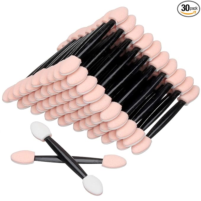 Akstore Disposable Dual Sides Eye Shadow Sponge Applicator Eyeshadow Brushes Makeup Brush (30PCS-Black)