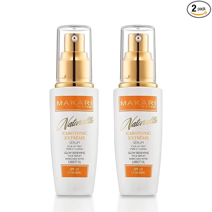 Makari Naturalle Carotonic Extreme Brightening Serum SPF15 (1.7 oz) 2-Pack | Helps Improve the Look of Blemishes & Uneven Areas | Brightening & Smoothing Serum with Antioxidant Support