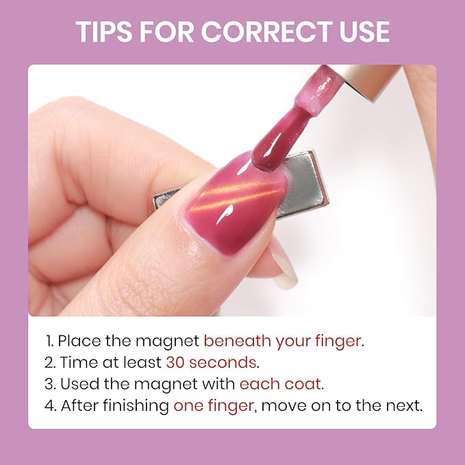 Quick Dry Cat Eye Nail Polish Set, Magnetic Nail Polish Non Gel, Air Fast Dry Cateye Nail Lacquer with Magnet High Glossy DIY Salon for Women Girl