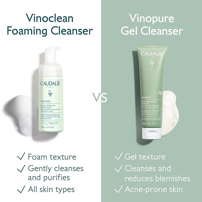 Caudalie Vinopure Salicylic Acid Cleanser, Pore Purifying Gel Cleanser - 150 mL (Pack of 2)