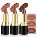 evpct 3Pcs DarK Light Nude Brown Matte Lip Liner and Lipstick Combo Set for Women Long Lasting, Cream Gradient Lipstick and Lip Liner Crayon Contour Pencil Makeup, Flawless Ombre Effect, Waterproof