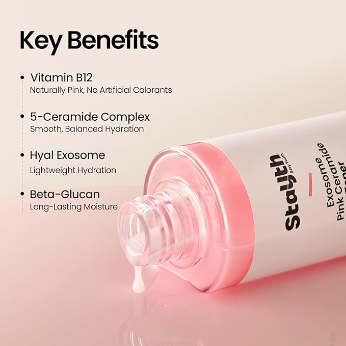 Skin Prep Pink MIlk Toner Hydrating Toner for Dry Skin, Korean Ceramide Facial Toner, Moisturizing Milky Toner with Exosome, Hydrating Toner for Dry Skin, K-Beauty Skincare, 200ml