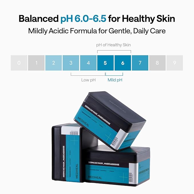 Mediheal Derma 365 Madecassoside Mask (30 Masks) - Daily Skin Care Mask for Deeply Comforting and Calming Skin with Madecassoside