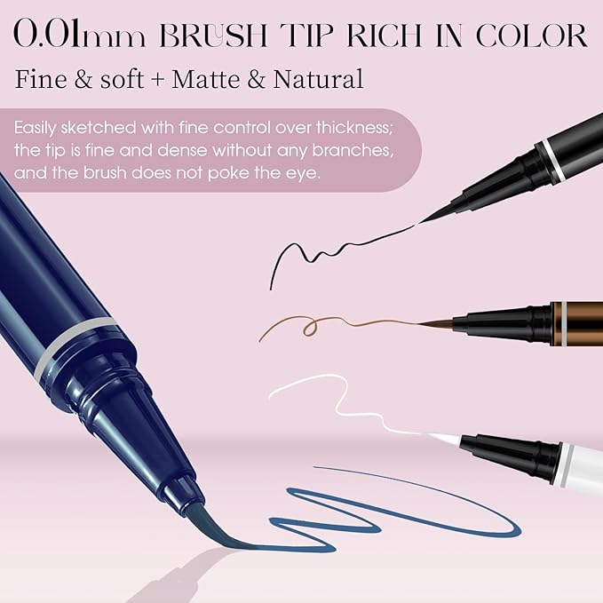 FADLASH Waterproof Eyeliner Liquid, Blue Ink Matte Eye Liner,Smooth & Dry Quickly Eye Pen Smudge-Proof, Long-Lasting Natural Look, Not Prone, Highly Pigmented, Vegan (0.6 ml)