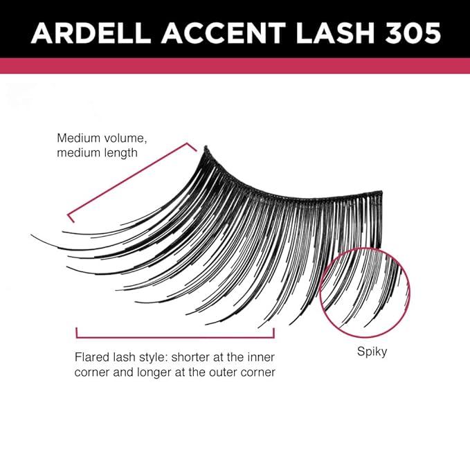 Ardell Accent Half Lashes 305 - Natural False Eyelashes Wispy Cat Eye Lashes Strips for Outer Corner Lift Volume, 4 Pack