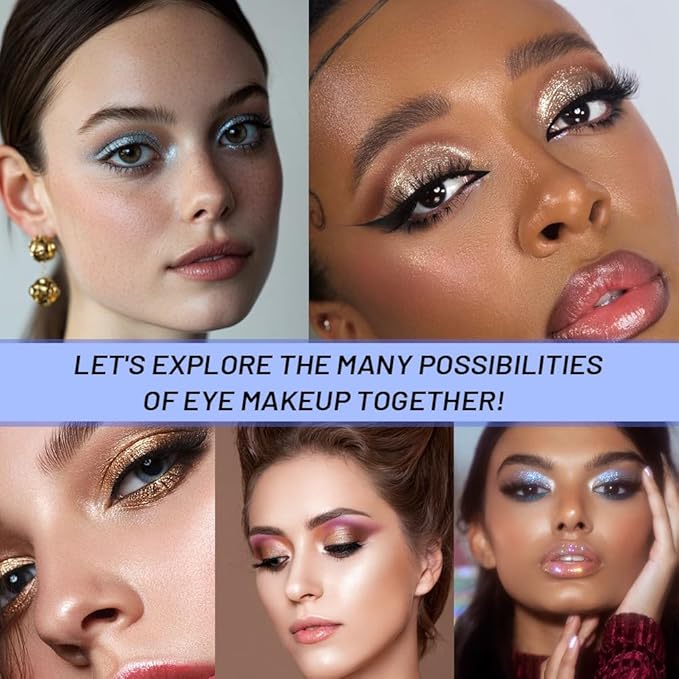 WanTuoluo Sparkly Eyeshadow Palette for Women, Single Monochrome Eye Shadow Makeup, Shiny Pressed Cream Powder, Blendable Natural sombras para ojos, Holographic,Vegan,Travel (07-Glitter-Blue)