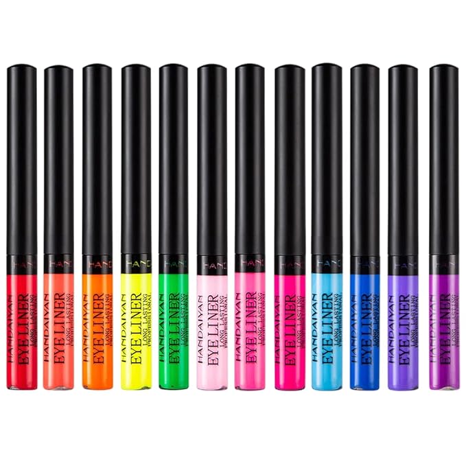 BestLand 12 Colors Matte Liquid Eyeliner Set Colorful UV Neon Eyeliner Pencil Pigmented Waterproof Smudgeproof Long Lasting Eye Liner Xmas Christmas Festival Makeup Gift Kit for Women (Set C)