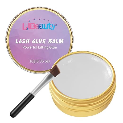 Libeauty Lash Lift Balm Lash Lift Glue Adhesive Strong Sticky Fruit Flavor Eyelash & Eyebrow Perm Glue Balm Brow Lamination Gel (White Peach, 10g/0.35oz)