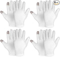 4 Pairs Touch Screen Moisturizing Gloves White Cotton Moisturizing Gloves Overnight Bedtime Heal Eczema Sleeping Lotion Hand Spa Treatment Gloves Repair Rough Cracked Dry Chapped Hands Skin(White)