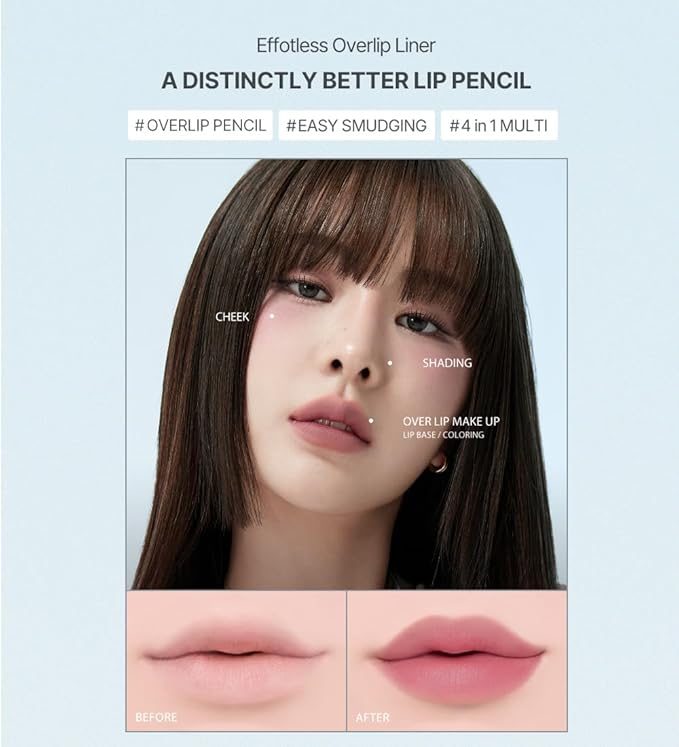 Heart Percent Dote On Mood Lip Liner Pencil, Long-Lasting Creamy Lip Crayon Smooth Lipliner Retractable Lipstick Overlip Line Color 0.8g, #21. Rosy Lips