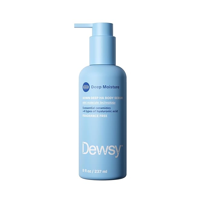Down Deep Hyaluronic Acid Unscented Body Serum - Hyaluronic Acid Ceramide Serum for Deep Hydration, Light Body Care Moisturizer with Mini Molecule Technology, Fragrance Free Serum, 8 oz