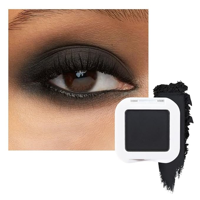 Matte Black Single Eye Shadow Palette Makeup for Older Women, Black Cream Eye shadow Palette Single Matte, High Pigment Waterproof Monochrome Mini Eyeshadow, sombra de ojos