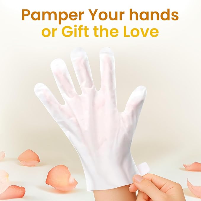 BLOOMORA Repairing Hand Mask for Dry Cracked Hands, Hand Masks with Shea Butter, Jojoba Oil & Vitamin E, Moisturizing Gloves, Skin Care Gifts for Women & Men, Self Care Gifts for Women (2 Pairs)