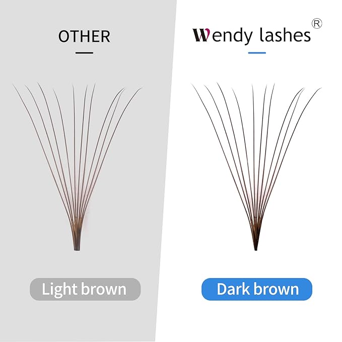 Premade Brown Eyelash Extension 500 Fans Handmade Loose Volume Lashes 10D Pre-made Fans 0.07mm C/D Curl 13-20mm Mixed Volume Eyelash Extensions (500PCS-10D-0.07-D, 13-20mm MIXED)