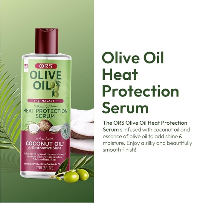 ORS Olive Oil Heat Protection Hair Serum infused with Coconut Oil for Restorative Shine 6.0 Ounces (Pack of 4)