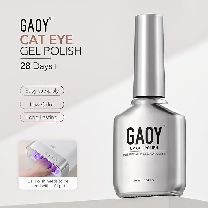 GAOY Brown Glassy Cat Eye Gel Nail Polish, 16ml Glitter Holographic Gel Polish with Magnet, Reflective Translucent UV Light Cure, 4306 Modern Brown