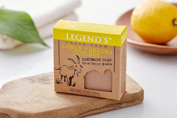 Legend's Creek Farm Goat Milk Soap, Moisturizing Cleansing Bar for Hands and Body, Creamy Lather and Nourishing, Gentle For Sensitive Skin (Lemon Verbana Coconut, Pack of 1)