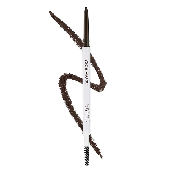 Colourpop Brow Boss Waterproof Eyebrow Pencil - Defining Brow Pencil with Precision Tip, Retractable Twist & Built-In Spoolie - 8-Hour Wear - Creates Natural Hair-Like Strokes - Ash Brown (0.003 oz)