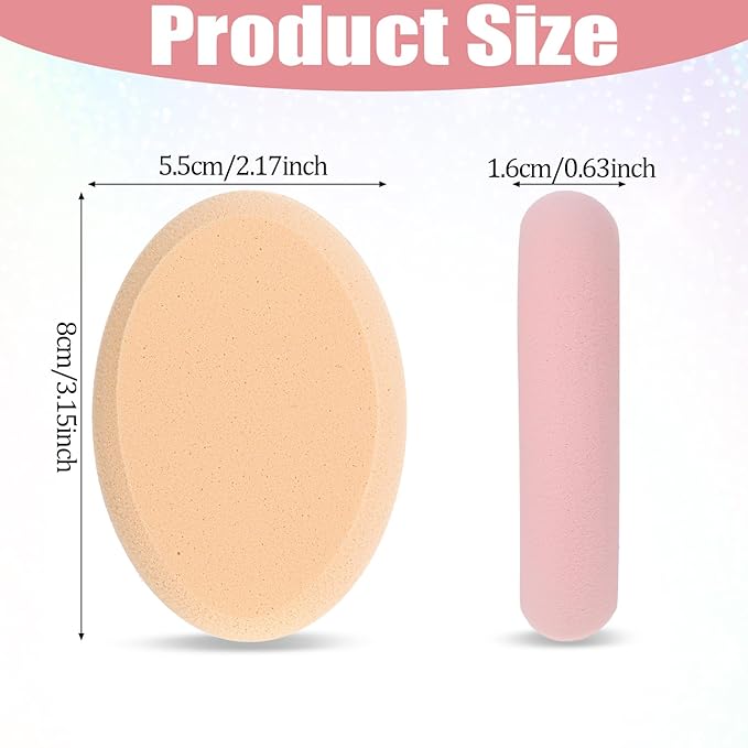 Giantree 2 Pcs Oval Puff, Make-up Egg Air Cushion Puff Beauty Egg Foundation Sponge Oval Makeup Sponges for Eye Foundation Blush Application Forehead Cheeks, Dry and Wet