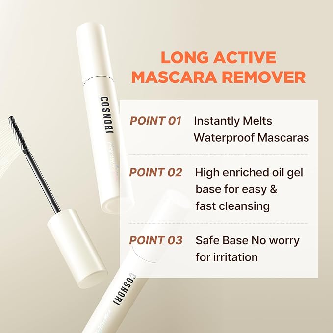 COSNORI Waterproof Mascara & Remover Set 03 Rosy Brown - Ultra-Strong Waterproof Mascara with Gentle Eye Makeup Remover, Smudge-Proof & Easy Cleansing Duo (03 Rosy Brown + Mascara Remover)