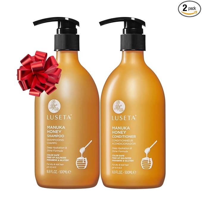 Luseta Manuka Honey Shampoo & Conditioner Set Hydrating and Moisturizing for Dry, Damaged and Dull Hair Restores Shine & Softness and Sulfate-Free 16.9oz*2