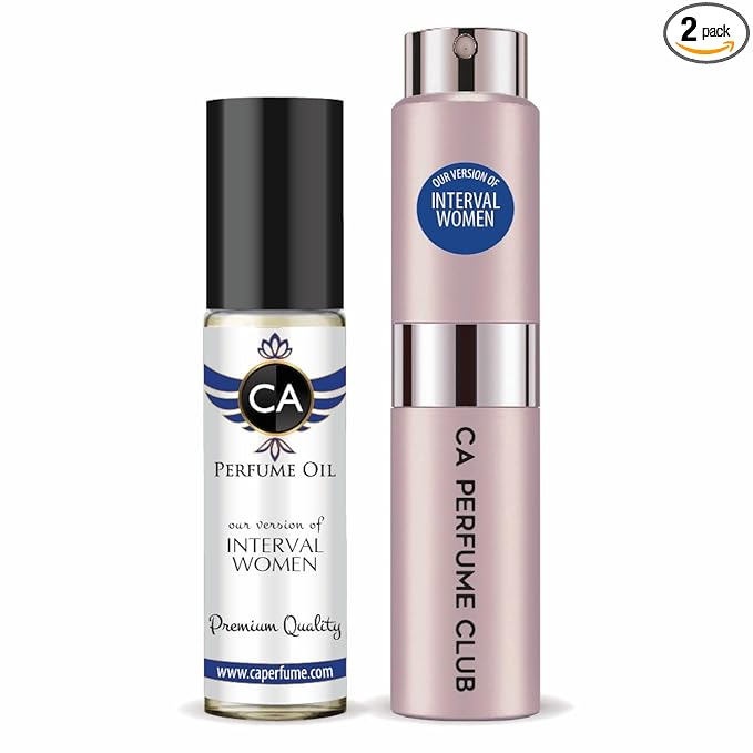 CA Perfume Duo Impression of Interval Women For Women Perfume Layering Set Long Lasting Travel Size EDP + Body Oil Roll-On Bottle 0.27 Fl Oz+0.33 Fl Oz