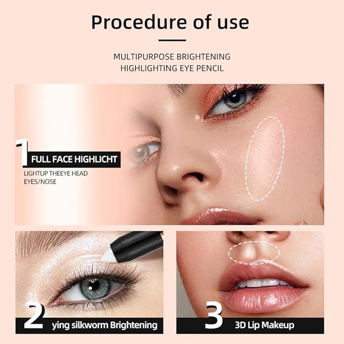 FeiCuiYun 2Pcs Monochrome Cream Shimmer Glitter Eyeshadow Pencil Stick for Women, Eye Shadow Eyeliner Pencil Sticks Makeup, sombras para ojos, Waterproof, Vegan & Cruelty-Free, (02+06, 2Pcs)