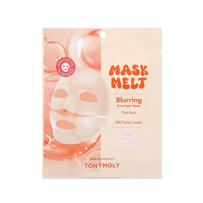 TONYMOLY Mask Melt Assorted Hydrogel Overnight Mask 4-Pack, Melt-On Face Masks with Collagen, Vitamin C + Rice, Vegan PDRN & Peptides for Hydration, Firming, Brightening & Smoothing