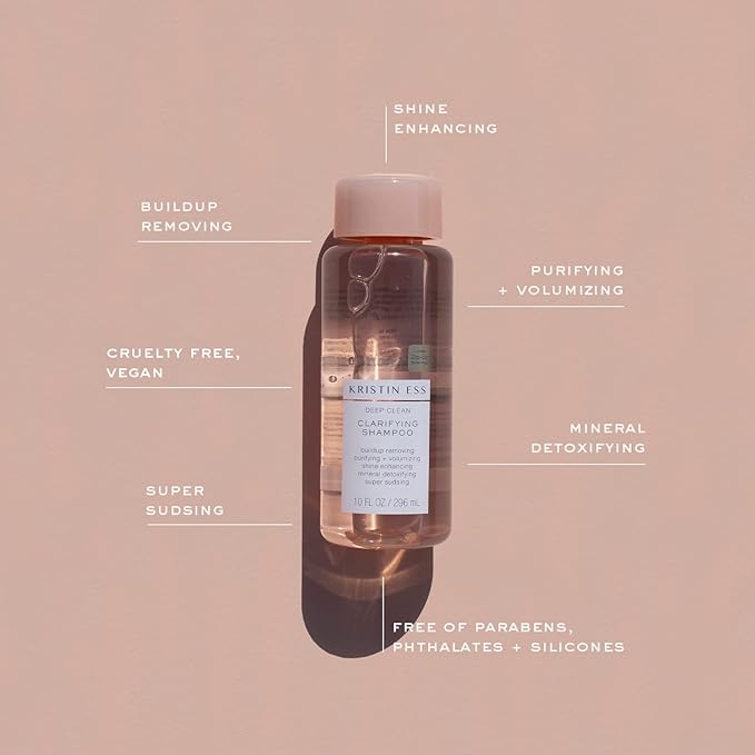 Kristin Ess Deep Clean Clarifying Shampoo for Oily Hair & Build Up | Detox Purifying + Cleansing Oily Hair Treatment - Sulfate Free + Vegan - Product for Thick, Curly + Color Treated Hair