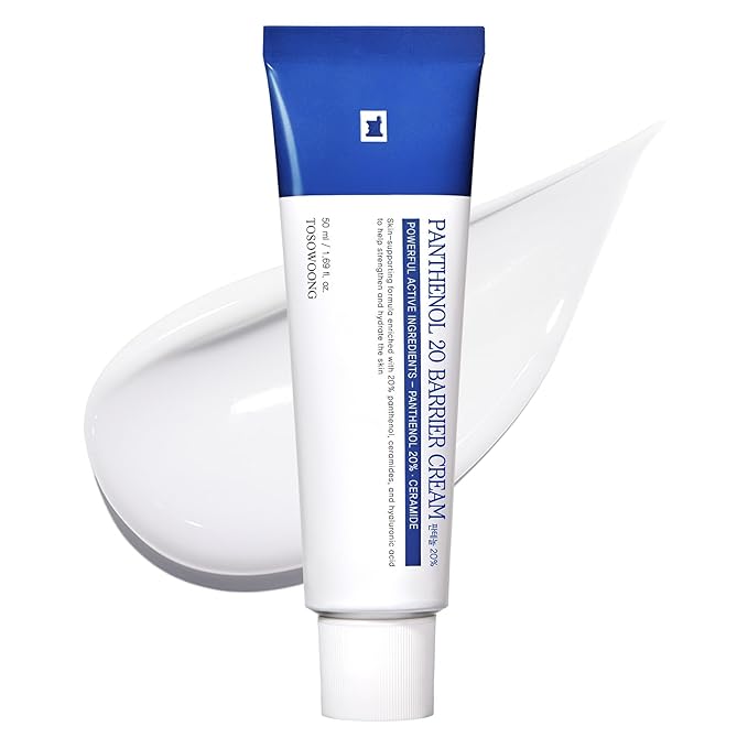 TOSOWOONG Panthenol 20 Barrier Cream, Daily Skin Barrier Care with 20% Panthenol, Ceramides, Hyaluronic Acid, Deep Hydration, Face Moisturizer, Korean Skincare for All Skin Types, 50ml / 1.69 fl. oz.
