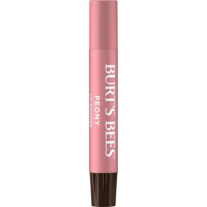 Burt's Bees Shimmer Lip Tint Set, Mothers Day Gifts, Tinted Lip Balm Stick, Moisturizing for All Day Hydration with Natural Origin Glowy Pigmented Finish & Buildable Color, Peony (4-Pack)