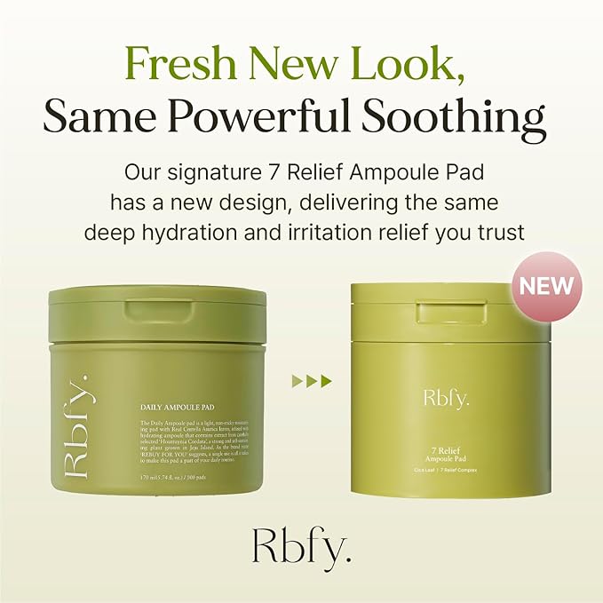 Rbfy. Daily Ampoule Pad (100 Pads) – Korean Facial Toner Pads with Pure Cica Complex, Soothing, Redness Relief & Hydrating, Gentle for Dry, Stressed, and Sensitive Skin, Korean Skincare.