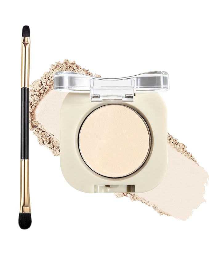 Single Nude Eyeshadow Palette Ivory Matte,Smooth Velvet Pressed Powder Primer Base Eye Shadow,Longwear High Pigment Mini Monochrome Eyeshadow Lightweight Blendable Formula for Women Daily Makeup-09
