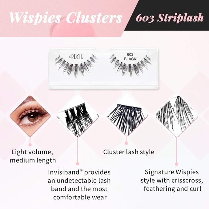 Ardell Clusters 603 – Lightweight, Natural Lashes, Demi Wispies Eyelashes, 4 Pack