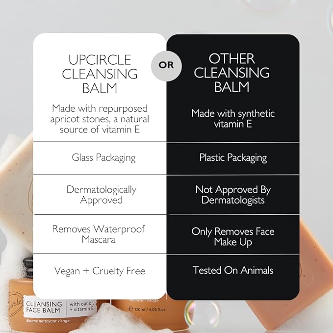 UPCIRCLE Cleansing Face Balm with Apricot 1.7oz - 100% Natural Cleanser To Remove Makeup, Waterproof Mascara + Blackheads - Sea Buckthorn, Oat + Rosemary Oil - Vegan + Cruelty-Free