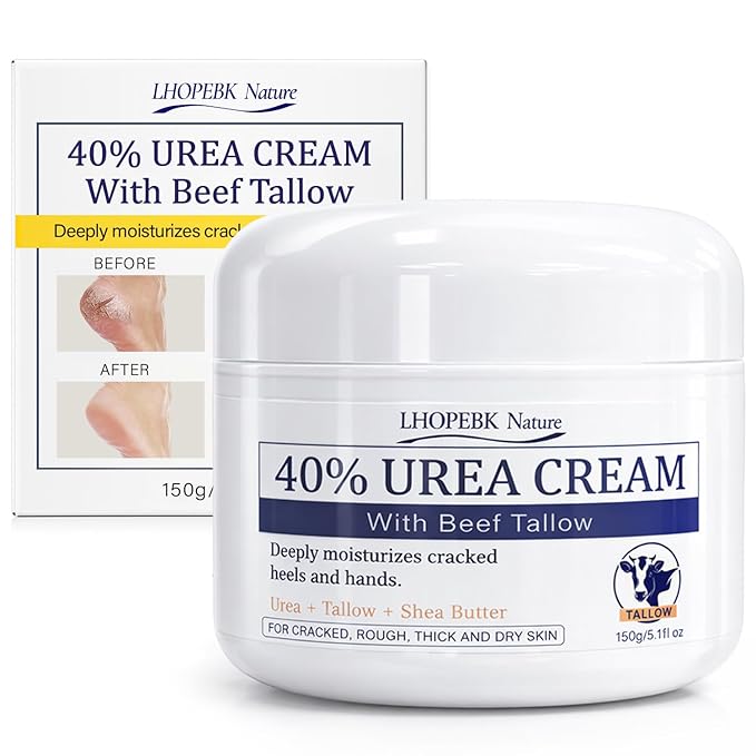 Urea Cream for Feet Cracked Moisturizing: 24H Moisture Maximum Strength Formula for Cracked Heels & Hands - Enriched with 40% Urea Beef Tallow & Salicylic Acid Fast Absorbing - 5 OZ
