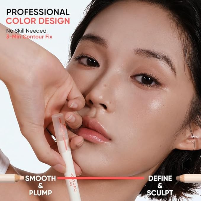 JUDYDOLL Quick-Fix Contour Duo, 2-in-1 Cream Contour Stick with Highlighter,18H Waterproof & Sweat-Proof, Lightweight Non-Sticky Formula, For Sculpting & Defining (02)