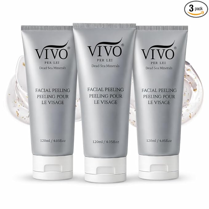 Vivo Per Lei Facial Peeling Gel - Helps Address Dead Skin Buildup - Gentle Exfoliating Gel for Rough, Dry, Sensitive or Mature Skin - Face and Body Scrub - Non Abrasive - 4.05 Fl. Oz. - Pack of 3