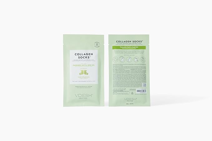 VOESH Collagen Socks, Collagen Socks for Dry Feet, 4 Pack, Herb Seed Oil, Cracked Heel Repair, Moisturizing Socks, Spa Pedicure Treatment, Spa Socks, Foot Peel Masks, Vegan