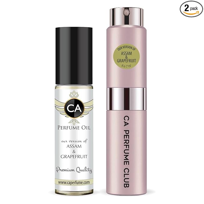 CA Perfume Duo Impression of Assam & Grapefruit For Men Perfume Layering Set Mens Cologne Long Lasting Travel Size EDP + Body Oil Roll-On Bottle 0.27 Fl Oz+0.33 Fl Oz