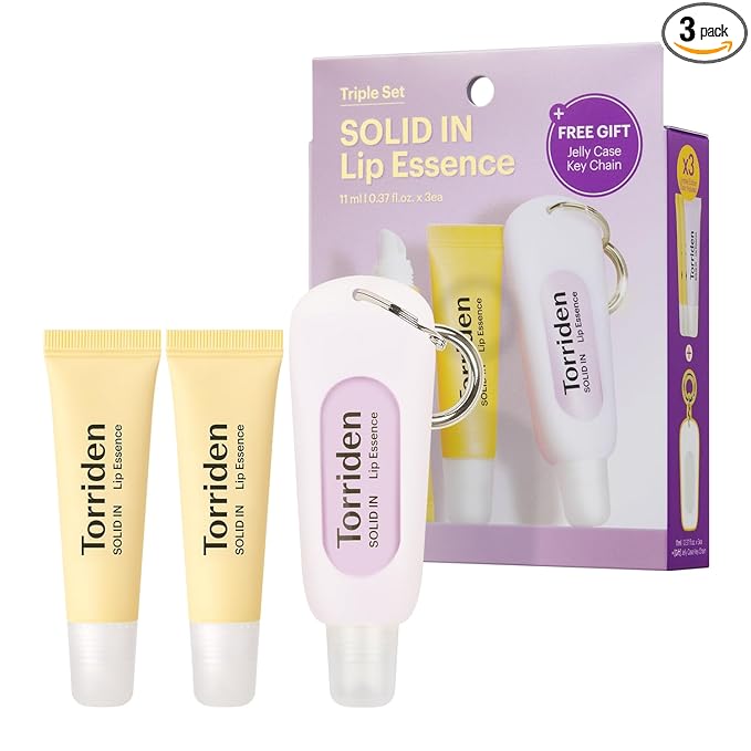 Torriden SOLID In Ceramide Lip Essence 0.37 fl.oz * 3 (Pack of 3) | Moisturizing Lip Essence for Glowy, Plumped, and Radiant Lip | Gift for Women | Korean Lip Balm (Jelly Case Key Chain Included)
