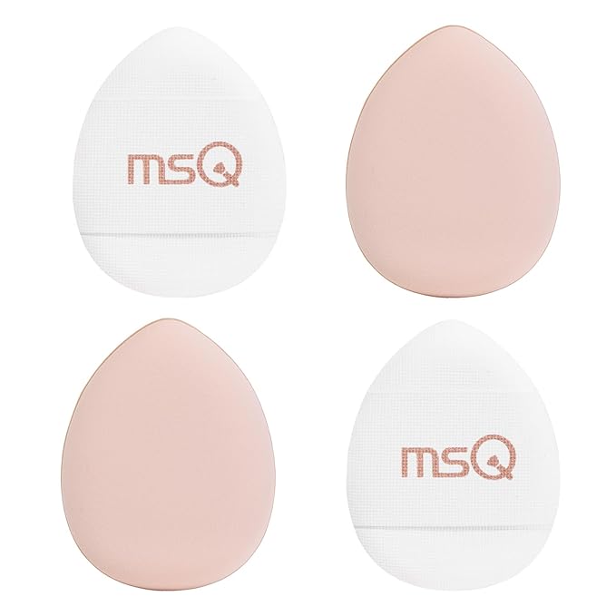 MSQ Mini Powder Puff 4PCS Finger Puff Drop-Shaped Mini Makeup Puff Mini Makeup Sponges for Foundation Concealer Reusable Loose Powder Puffs for Women&Girls