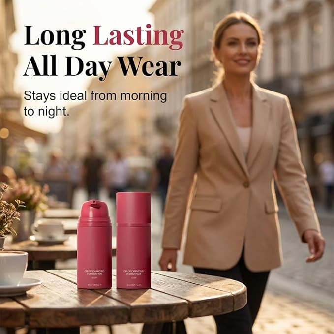 Color Changing Foundation, 2026 New Skin Tone Adapting Liquid Foundation for Women, Automatically Adjusts Makeup Application, Concealing Fine Lines And Wrinkles, Moisturizing And Hydrating (2pcs)