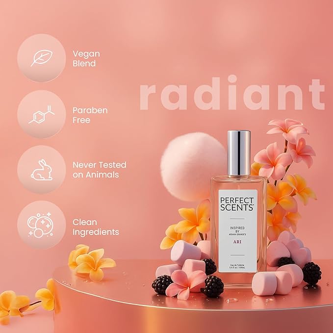 Perfect Scents Fragrances, Inspired by Arian.a Grande’s A.ri, Women’s Eau de Toilette, CLEAN, Vegan, Paraben-Free, Phthalate-Free, Never Tested on Animals, 3.4 Fluid Ounces
